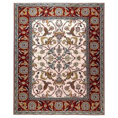 Contemporary Traditional Floral Design Flat-Weave Wool Rug by Doris Leslie Blau