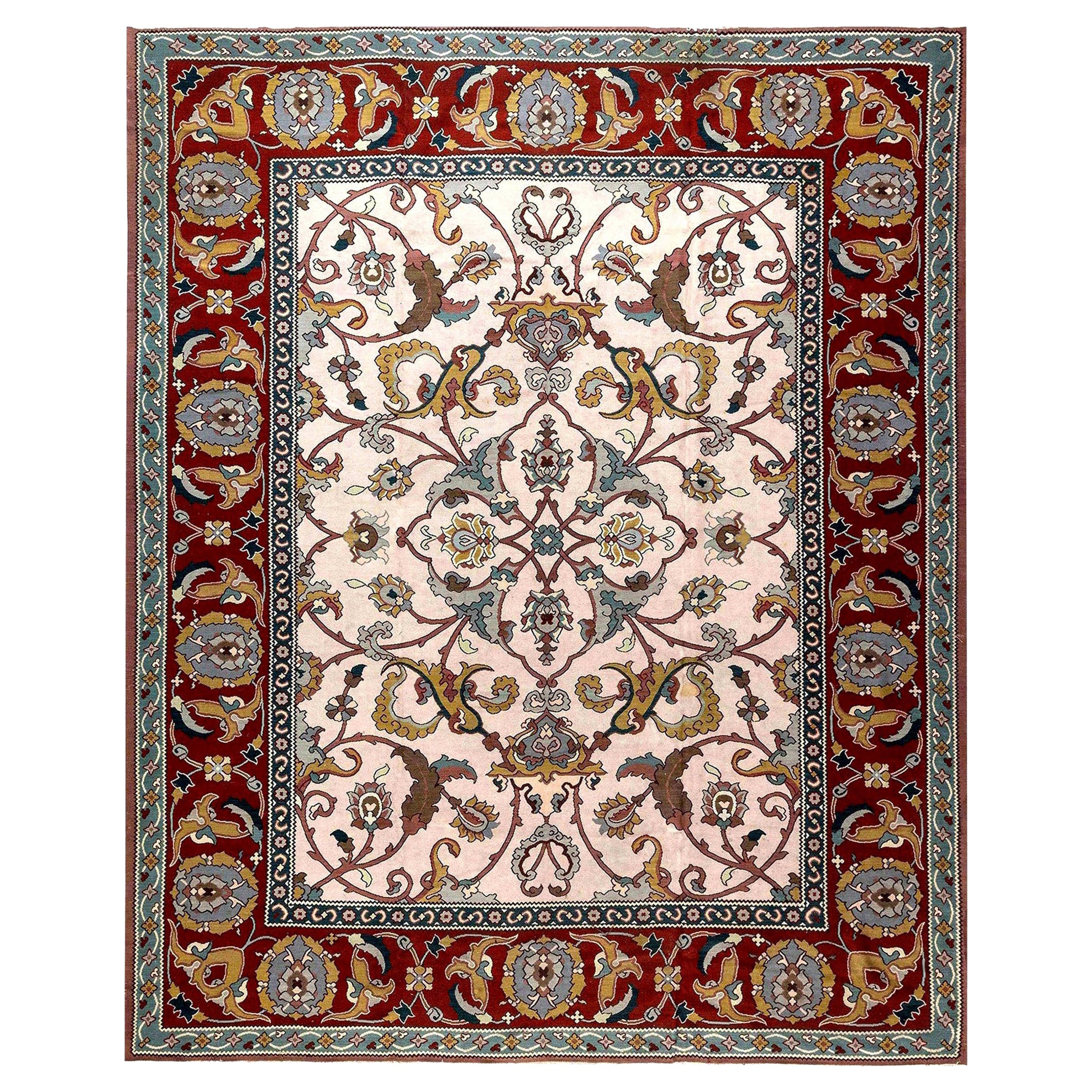 Contemporary Traditional Floral Design Flat-Weave Wool Rug by Doris Leslie Blau For Sale
