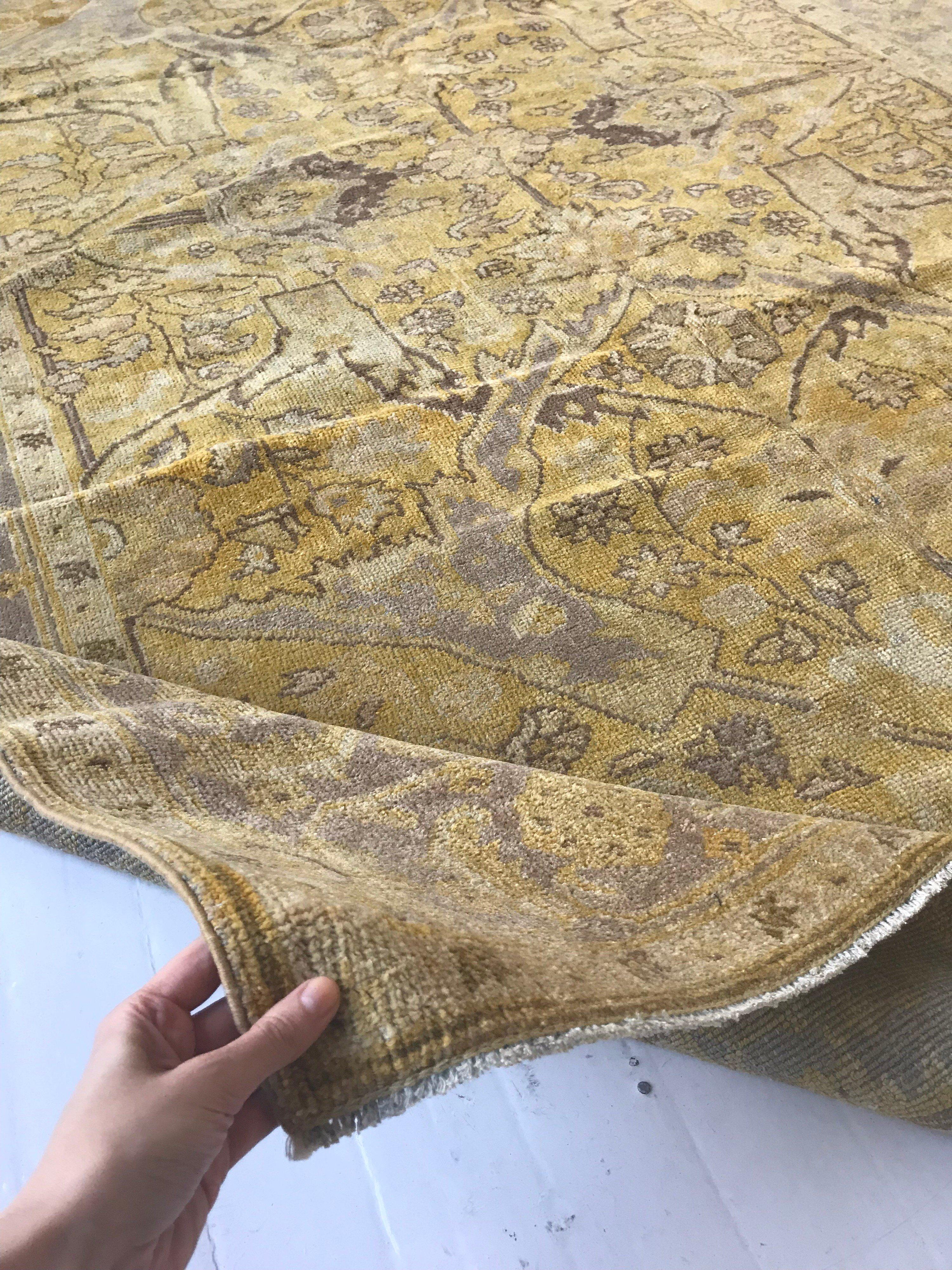 Contemporary traditional oriental inspired yellow wool rug by Doris Leslie Blau
Size: 6'0