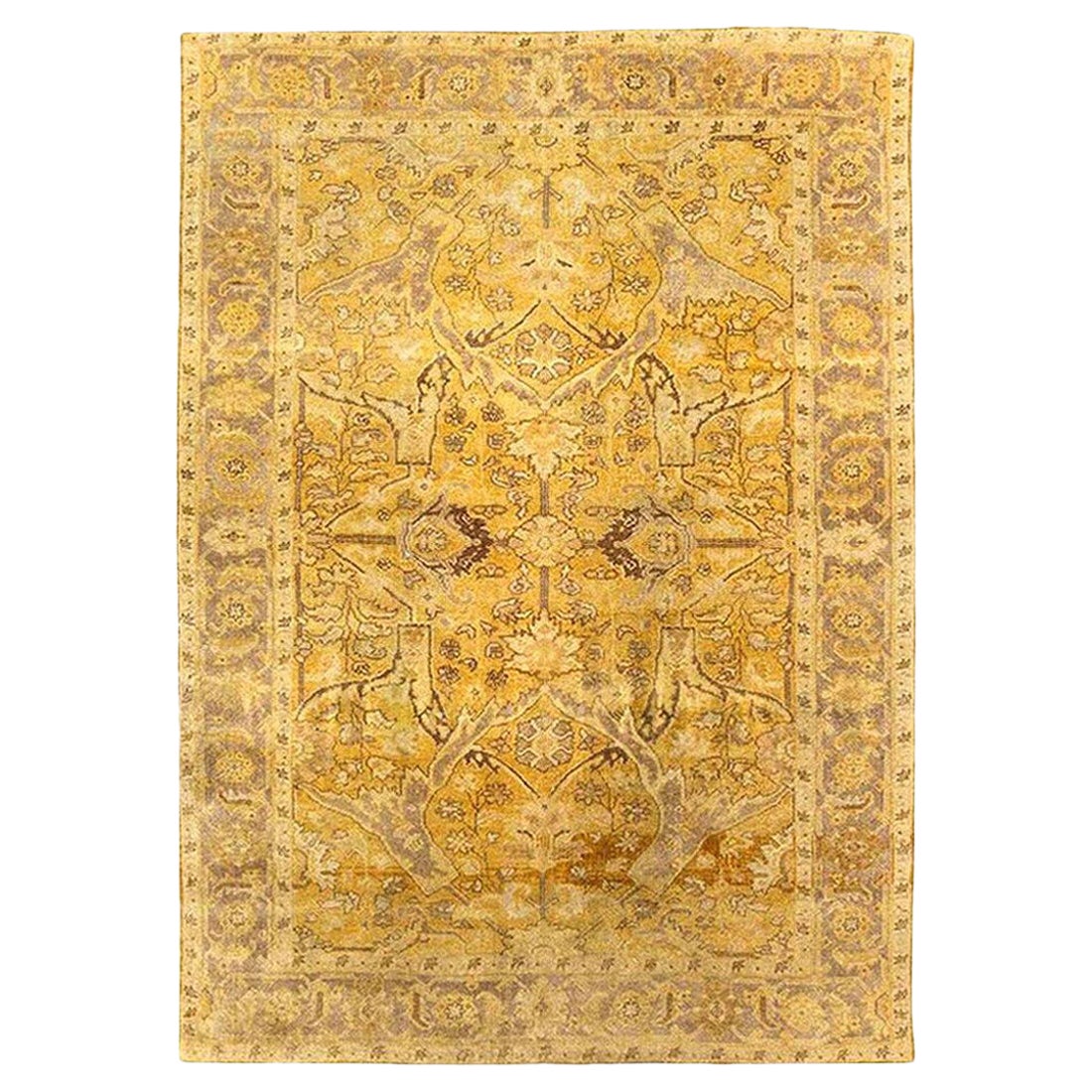 Tapis contemporain en laine jaune d'inspiration orientale de Doris Leslie Blau en vente