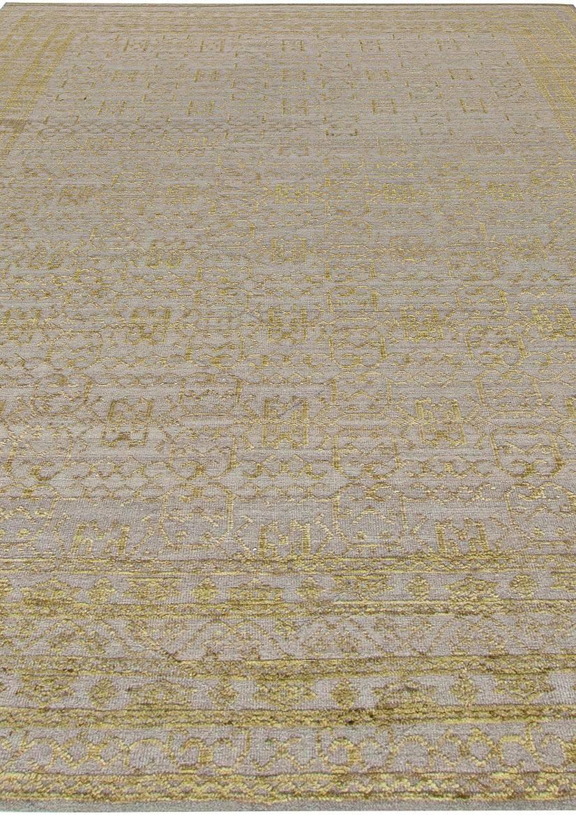 Indian Contemporary Traditional Samarkand Design Handmade Wool Rug by Doris Leslie Blau For Sale