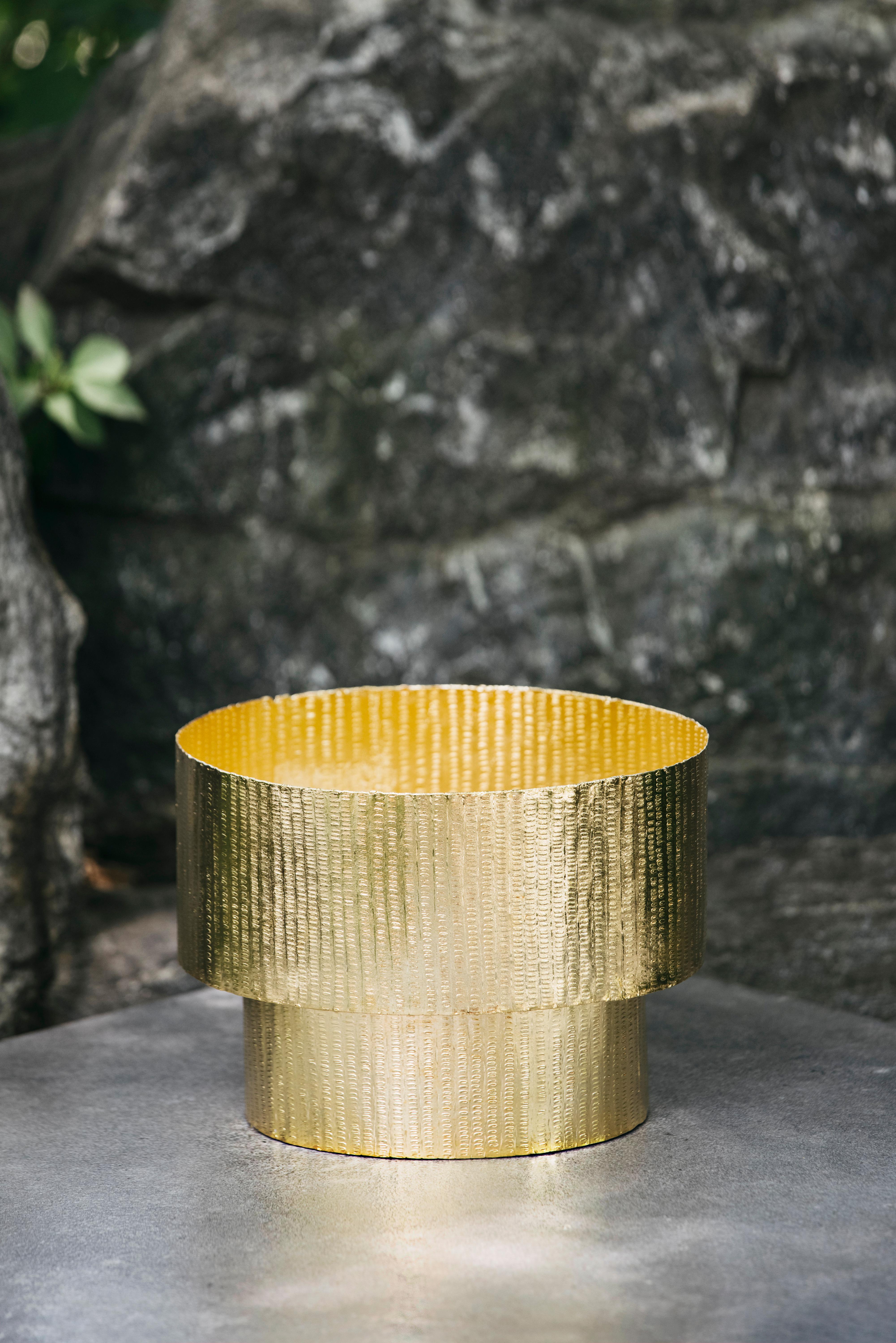 South Asian Contemporary Transition of Traces Ornament gold plated brass For Sale