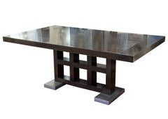 Contemporary Transitional Berman Rossetti Dark Oak Dining Room Table Set