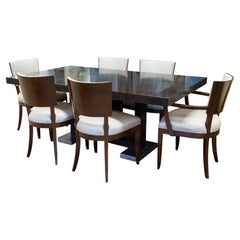 Contemporary Transitional Berman Rossetti Dark Oak Dining Room Table Set