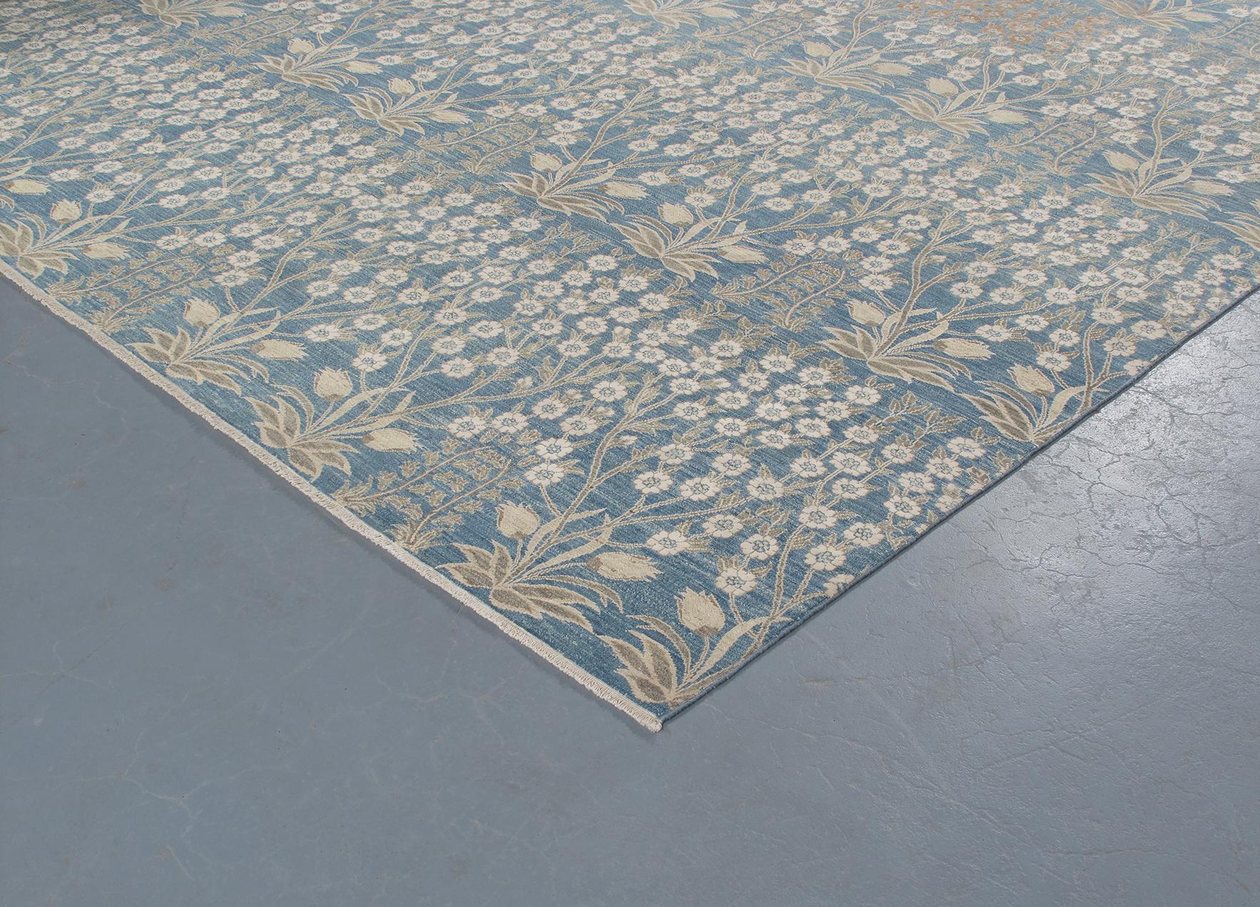 Hand-Knotted Contemporary Transitional Decorative Bidjar Floral Rug For Sale