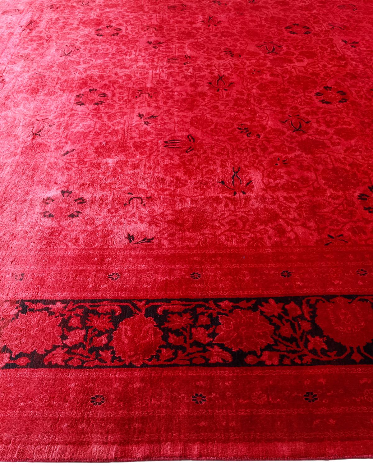 Contemporary Transitional Hand Knotted Wool Red Area Rug  im Zustand „Neu“ im Angebot in Norwalk, CT