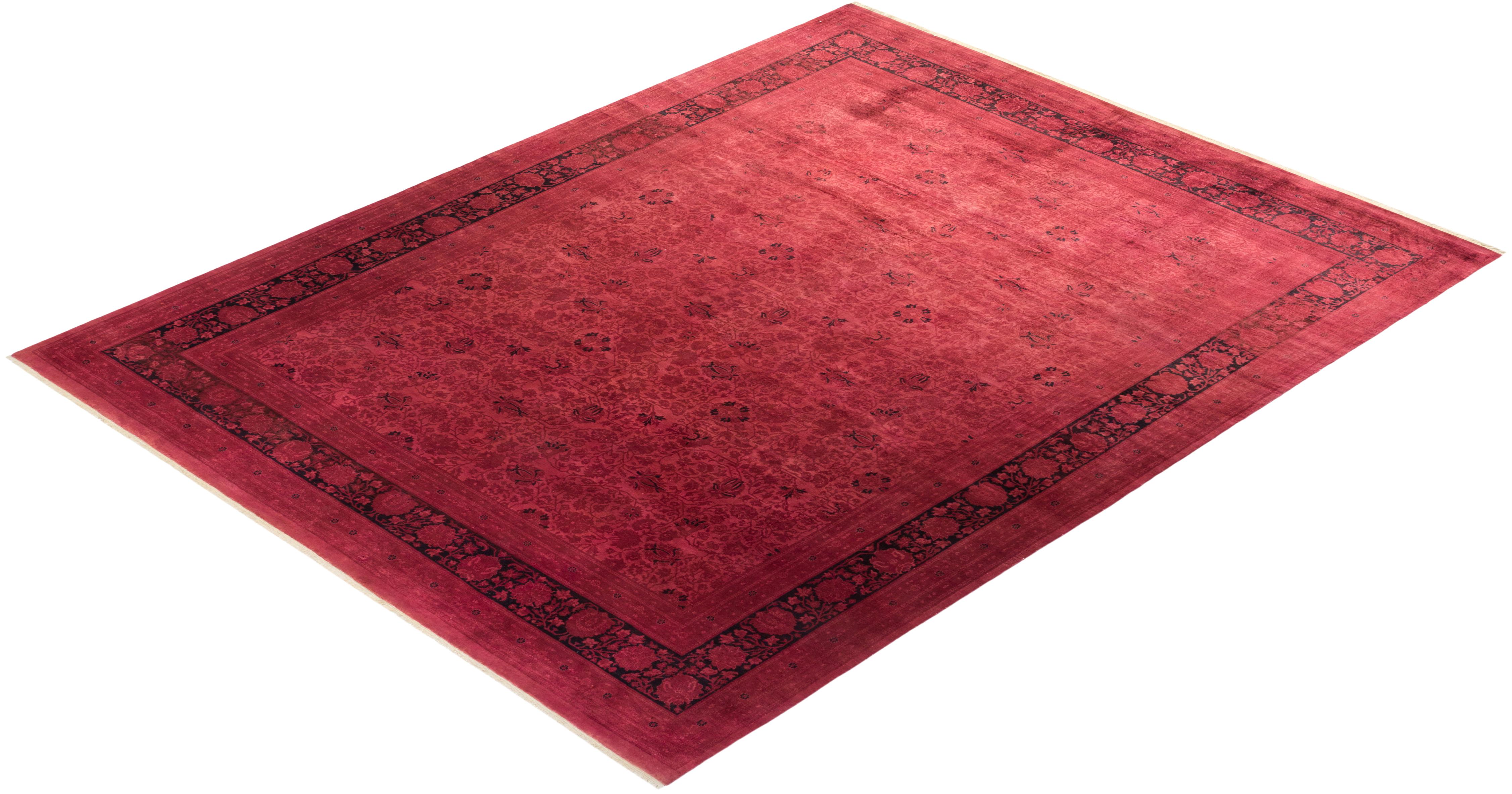 Contemporary Transitional Hand Knotted Wool Red Area Rug  For Sale 4