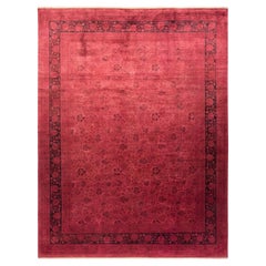 Contemporary Transitional Hand Knotted Wool Red Area Rug (Tapis de sol contemporain en laine rouge nouée à la main) 