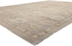 Modern Oushak Turkish Rug, Biophilic Design Meets Subtle Shibui
