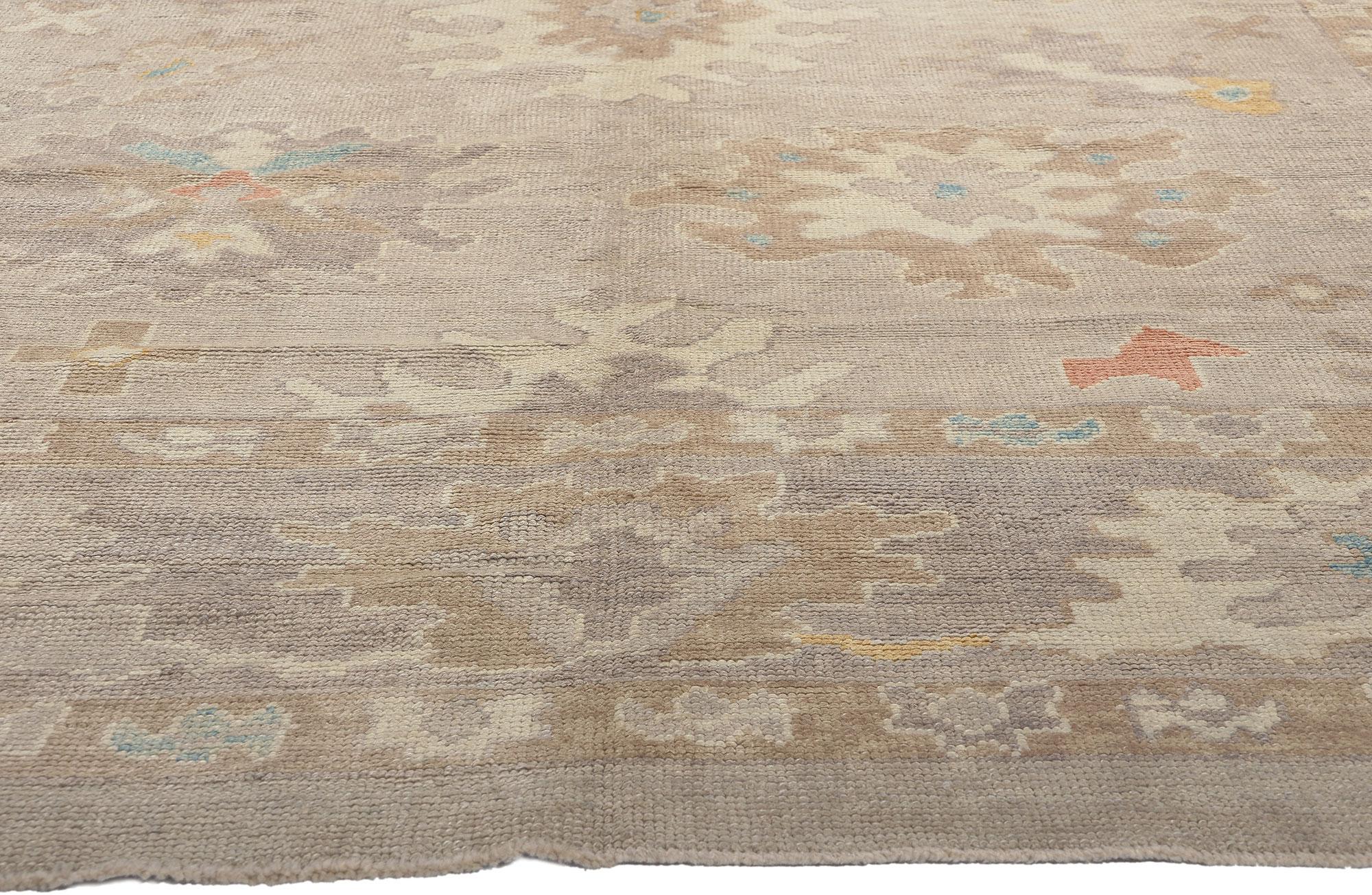 Modern Oushak Turkish Rug, Biophilic Design Meets Subtle Shibui In New Condition For Sale In Dallas, TX