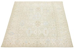 Contemporary Transitional Oushak Style Area Rug - Neutral Pastel Turkish Design