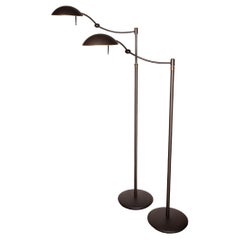 Contemporary Transitional Pair of Holtkotter Swing Arm Metal Floor Lamps