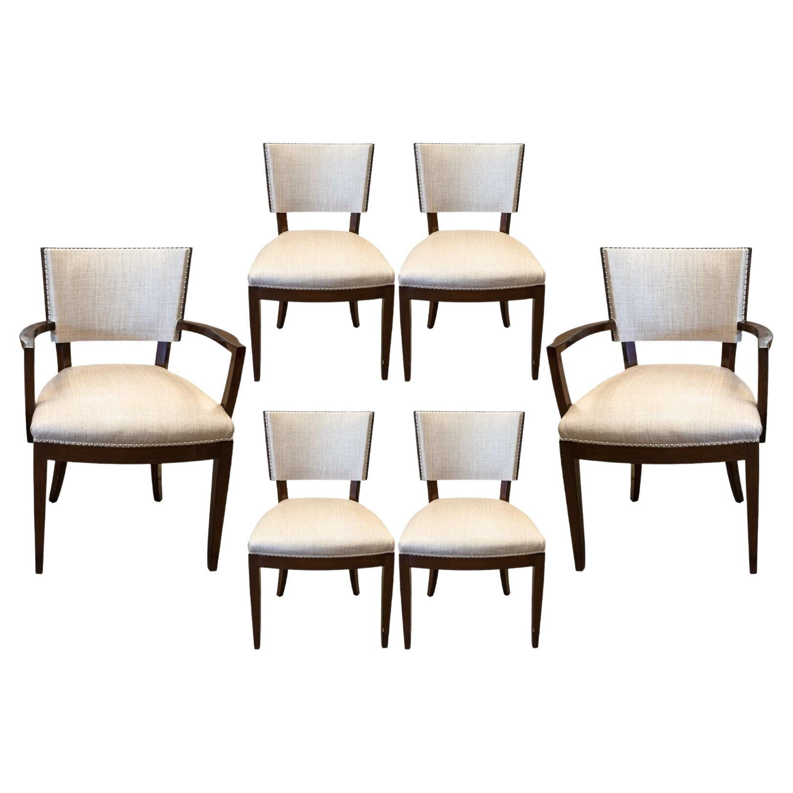 Contemporary Transitional Set of 6 A. Rudin Wood Dining Chairs