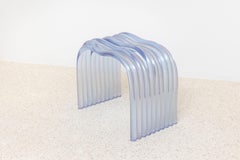 Contemporary Transparant Organic Resin Blue Boudin Stool by Sabourin Costes