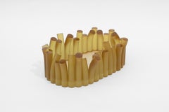 Bol à boudin contemporain en résine organique transparente Kaki par Sabourin Costes