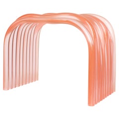 Contemporary Transparant Organic Resin Pink Boudin Stool by Sabourin Costes