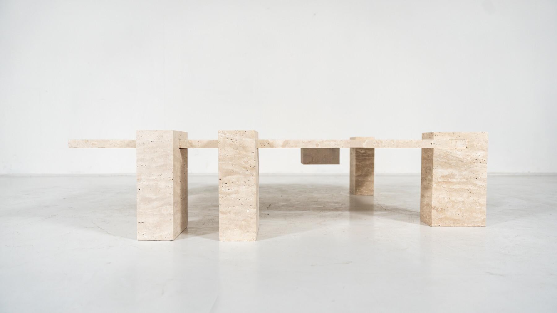 Contemporary Travertine Coffee Table, Italy For Sale 5