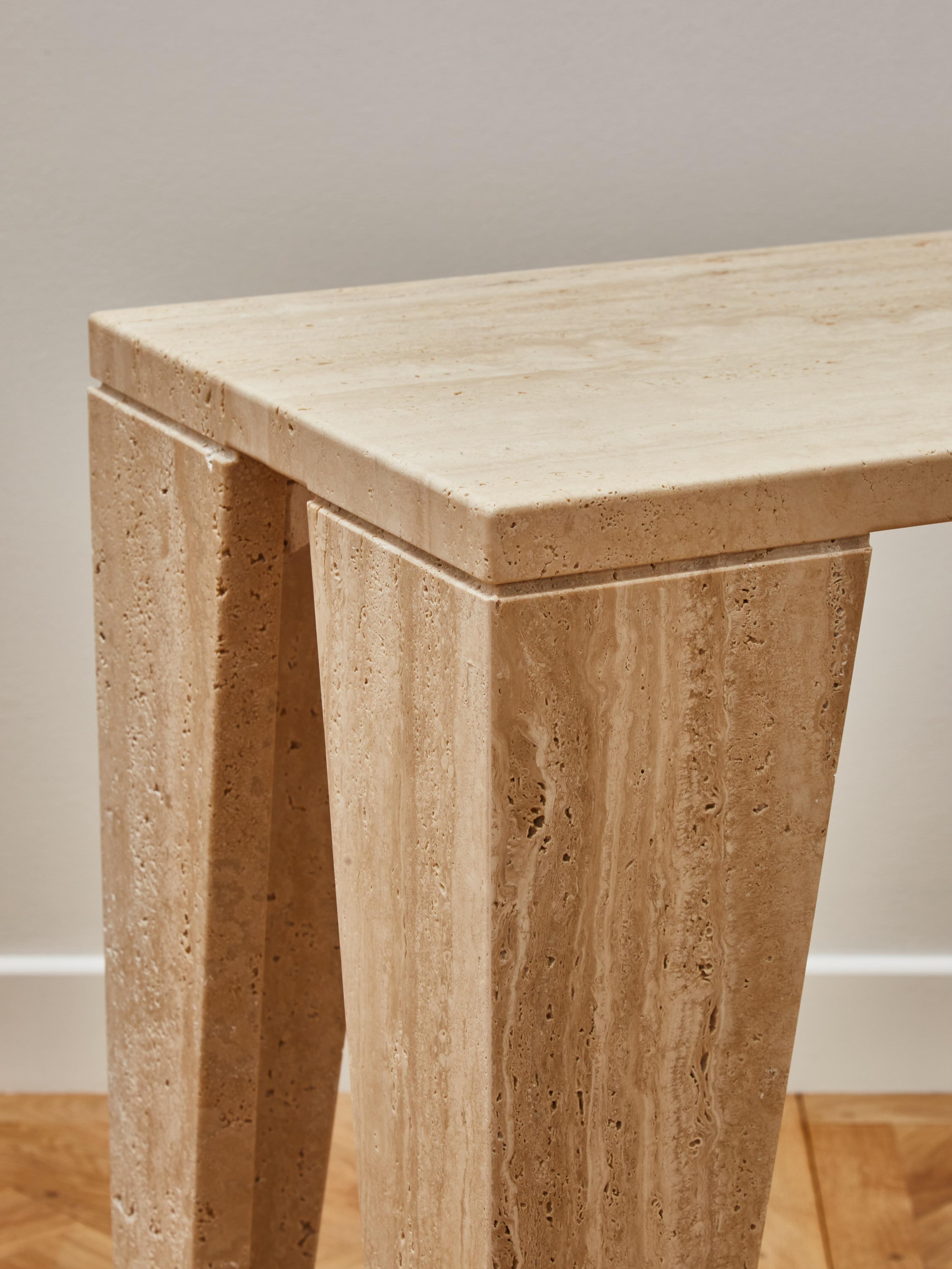Modern Contemporary Travertine Console by Glustin Luminaires For Sale