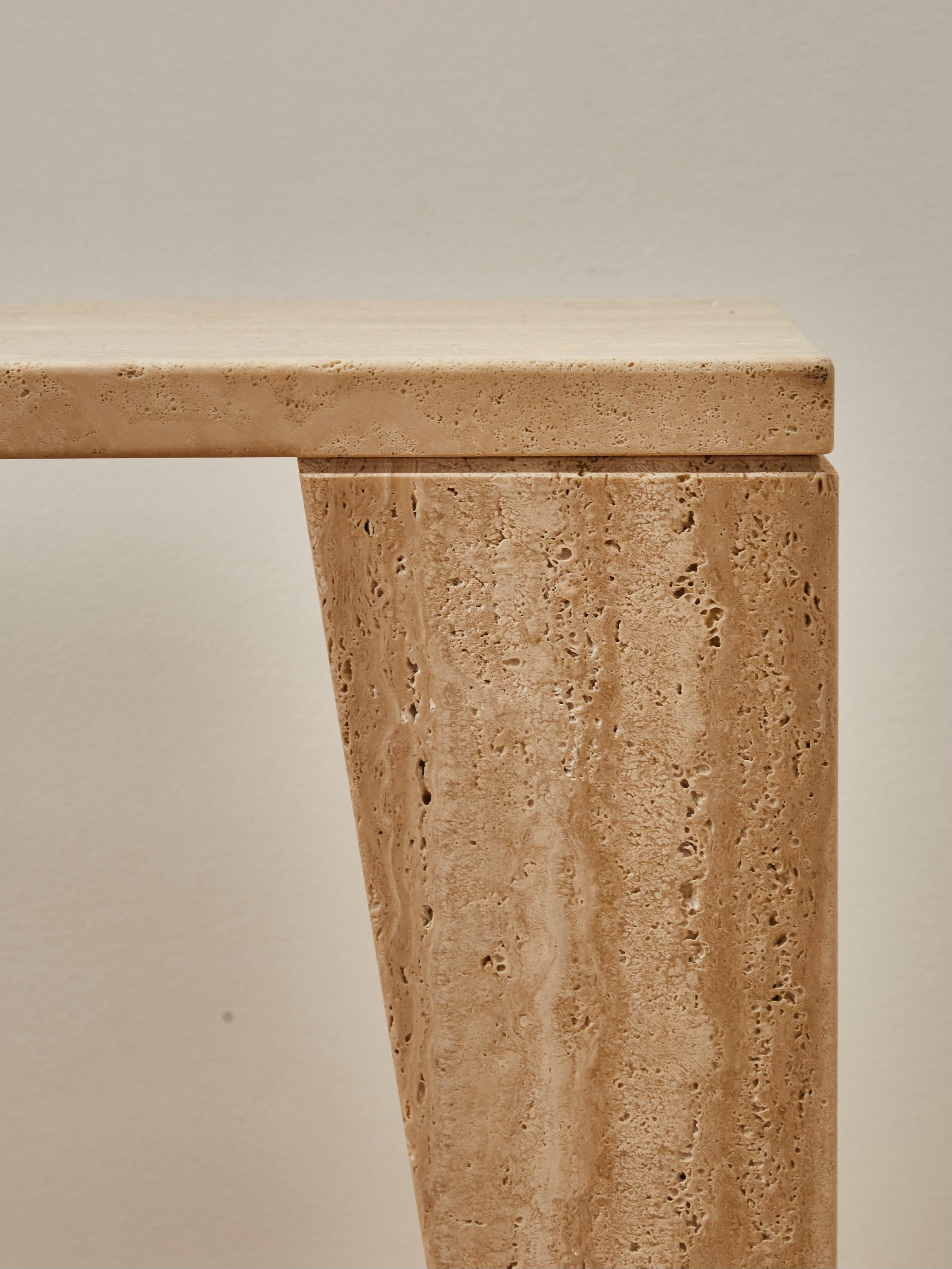Italian Contemporary Travertine Console by Glustin Luminaires For Sale