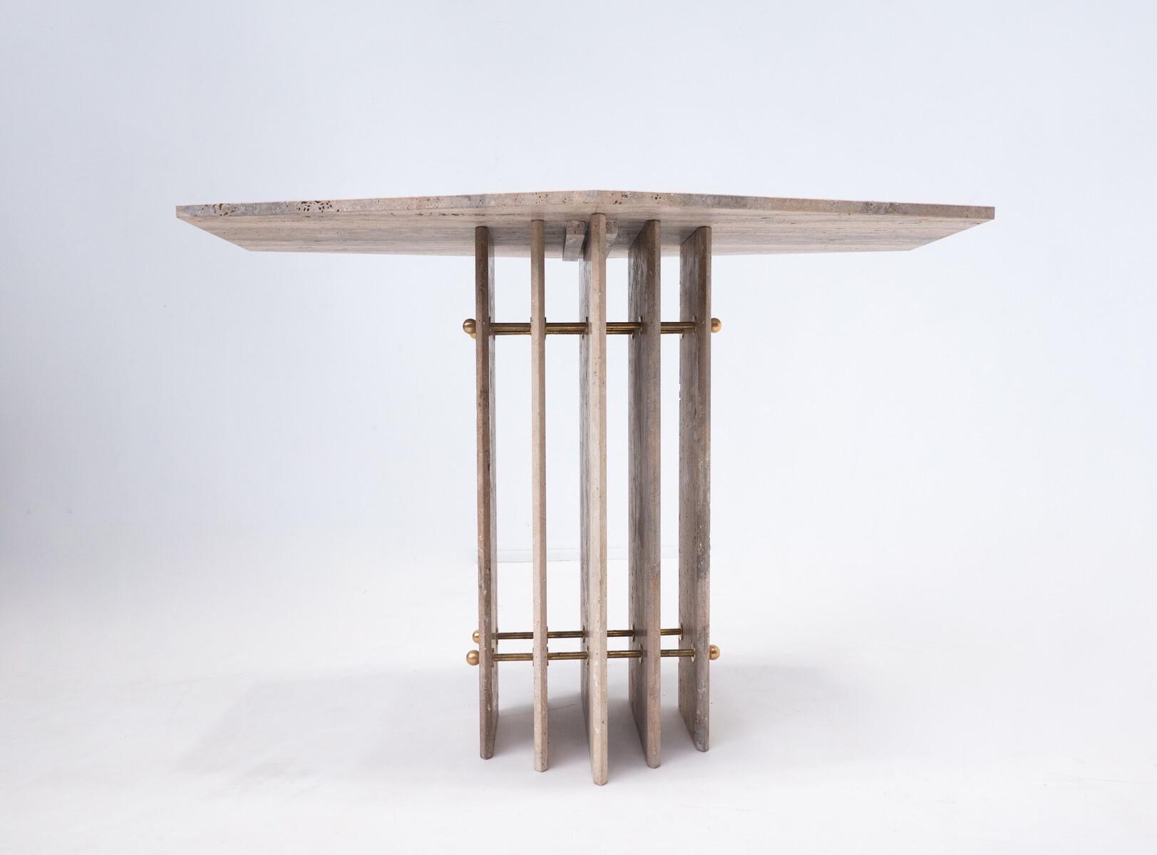 Italian Contemporary Travertine Console, Italy, 2 Available For Sale