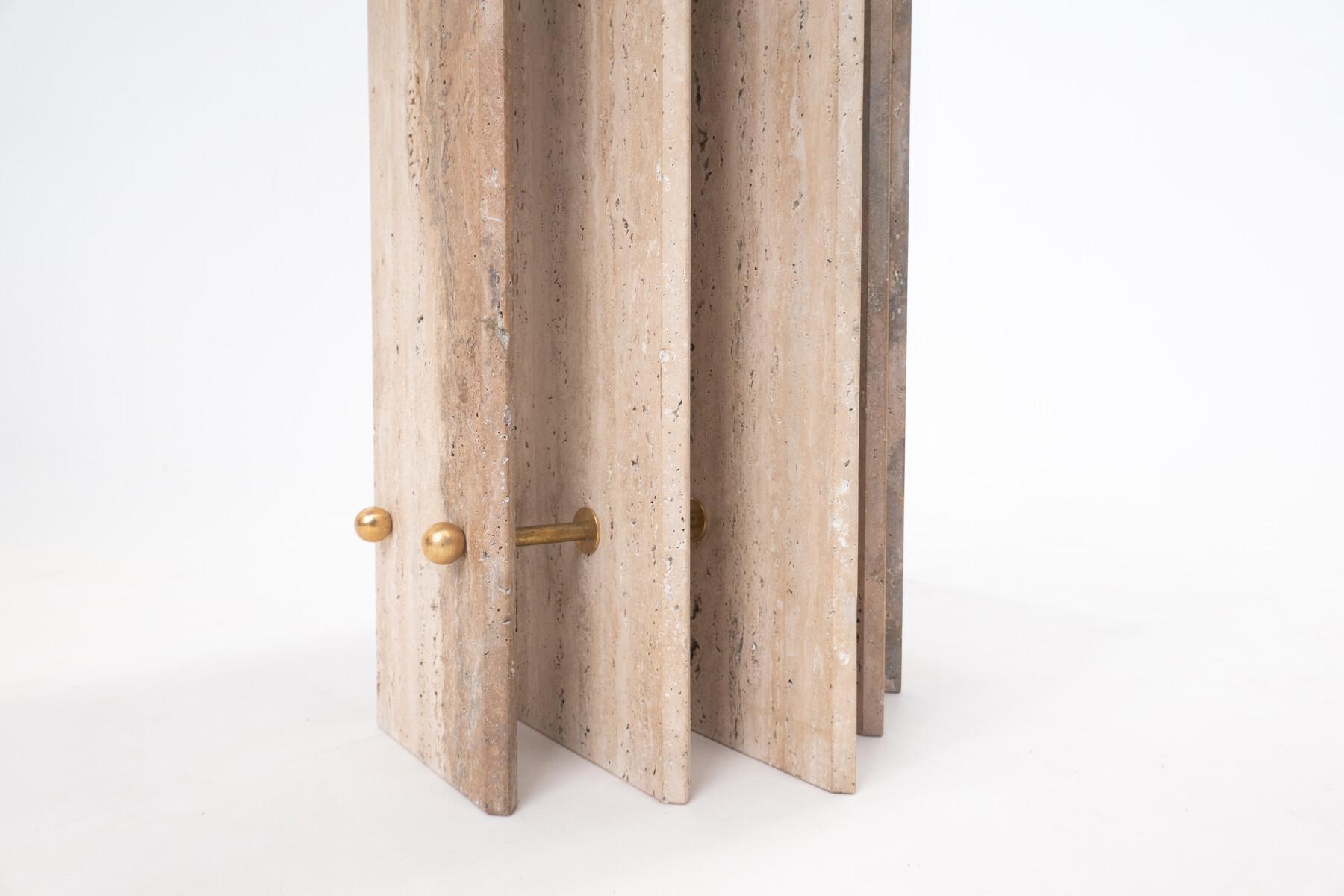 Contemporary Travertine Console, Italy, 2 Available In Good Condition For Sale In Brussels, BE