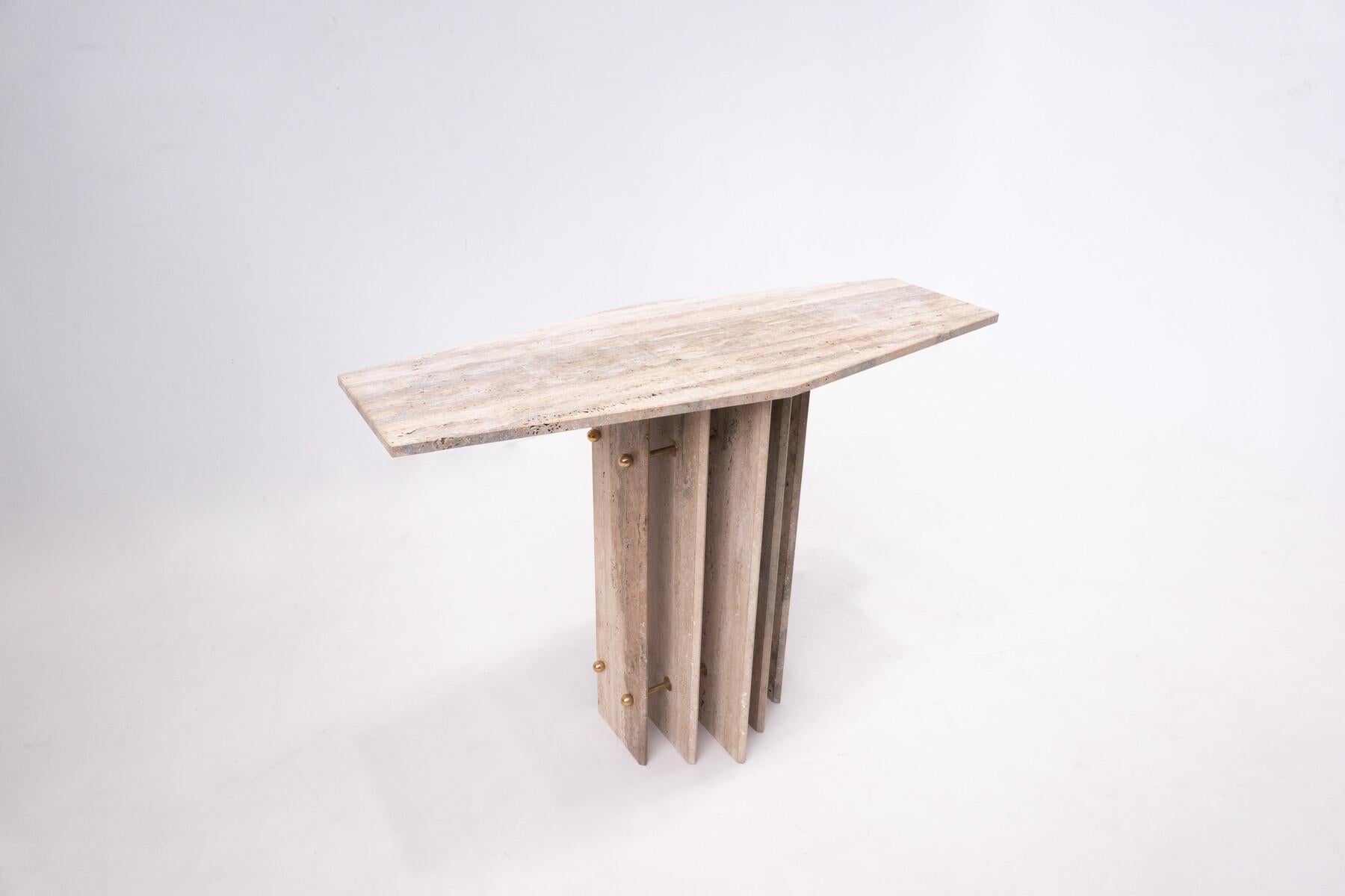 Contemporary Travertine Console, Italy, 2 Available For Sale 1