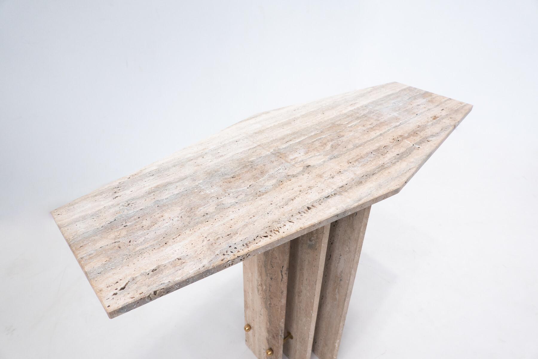 Contemporary Travertine Console, Italy, 2 Available For Sale 2
