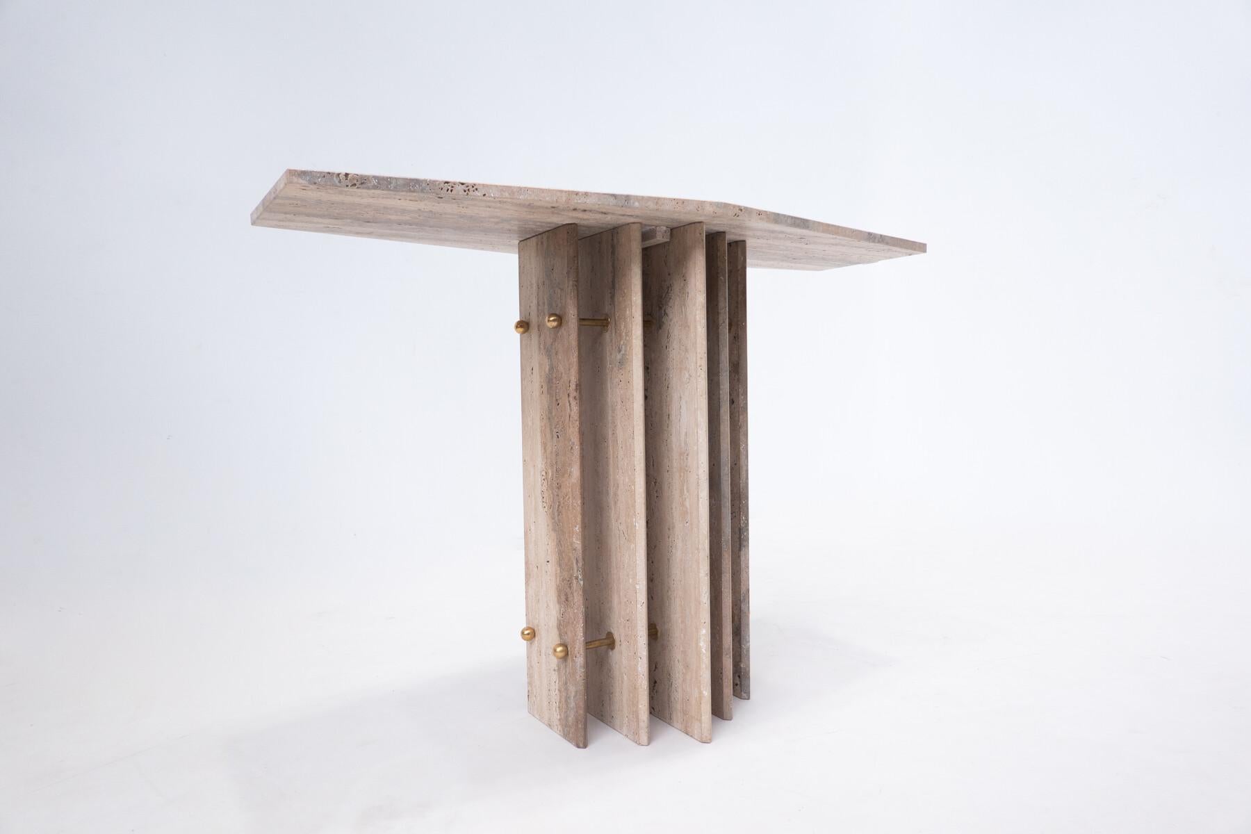 Contemporary Travertine Console, Italy, 2 Available For Sale 3