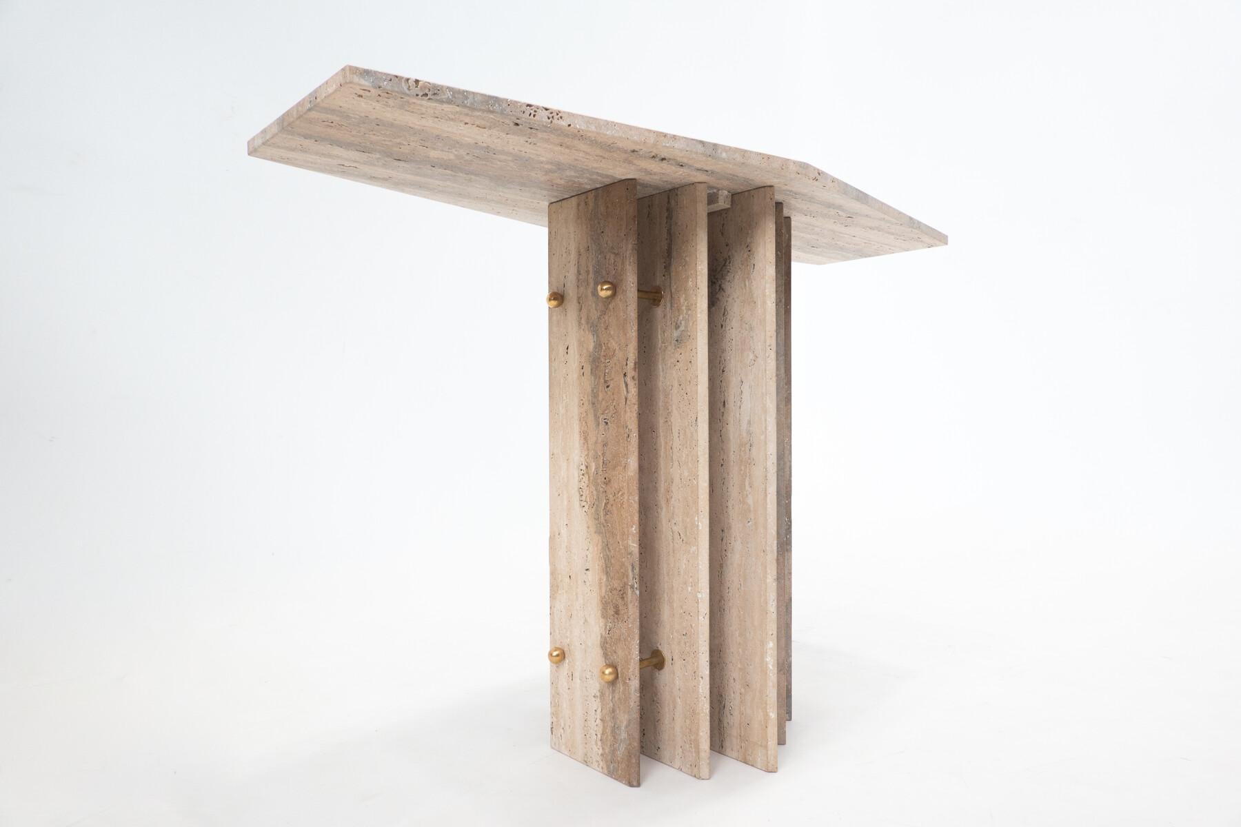 Contemporary Travertine Console, Italy, 2 Available For Sale 4