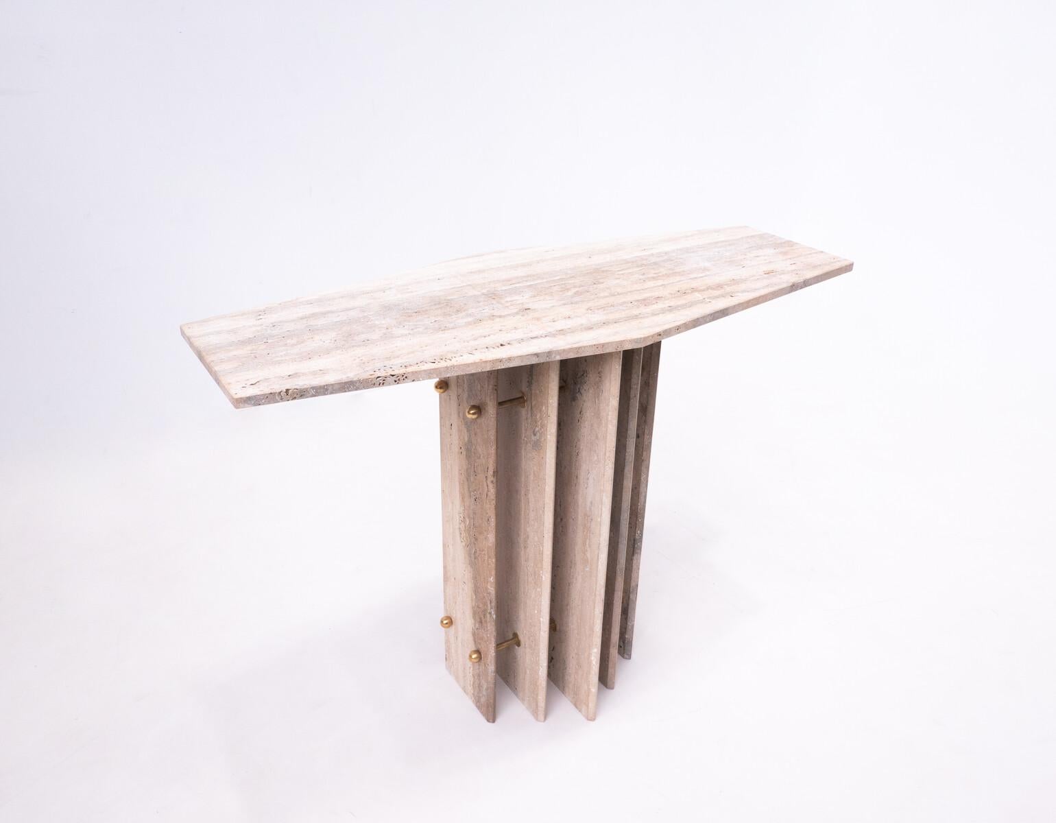 Contemporary Travertine Console, Italy, 2 Available For Sale 5