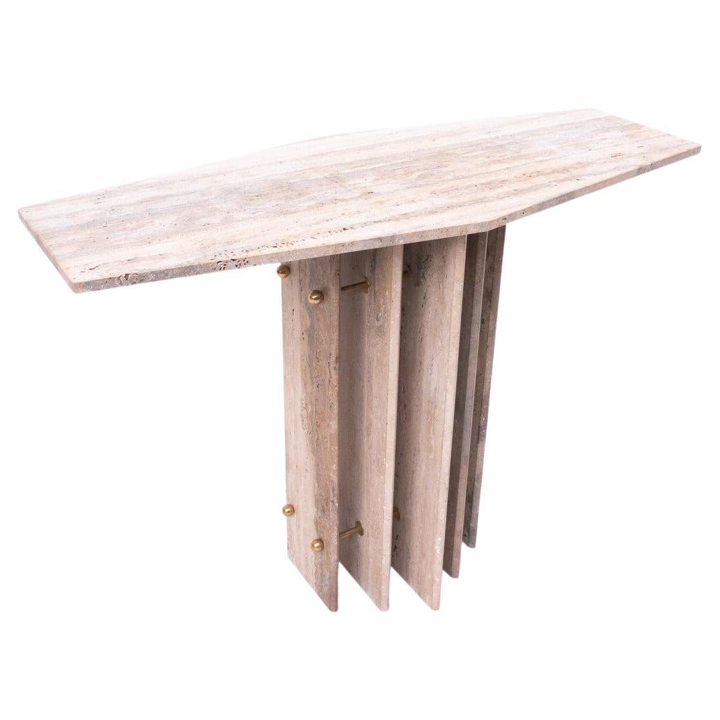 Contemporary Travertine Console, Italy, 2 Available