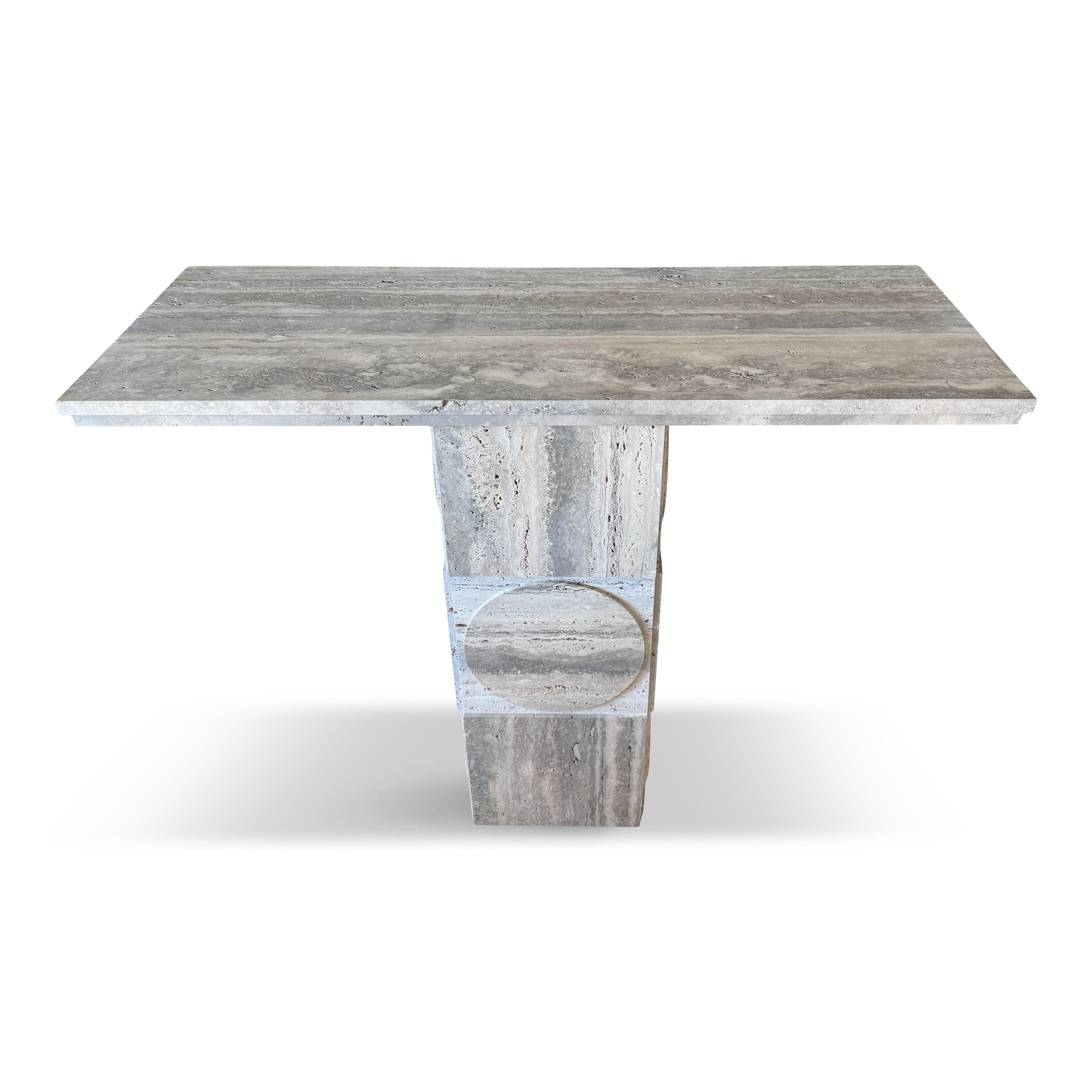Contemporary Travertine Console Table For Sale 5