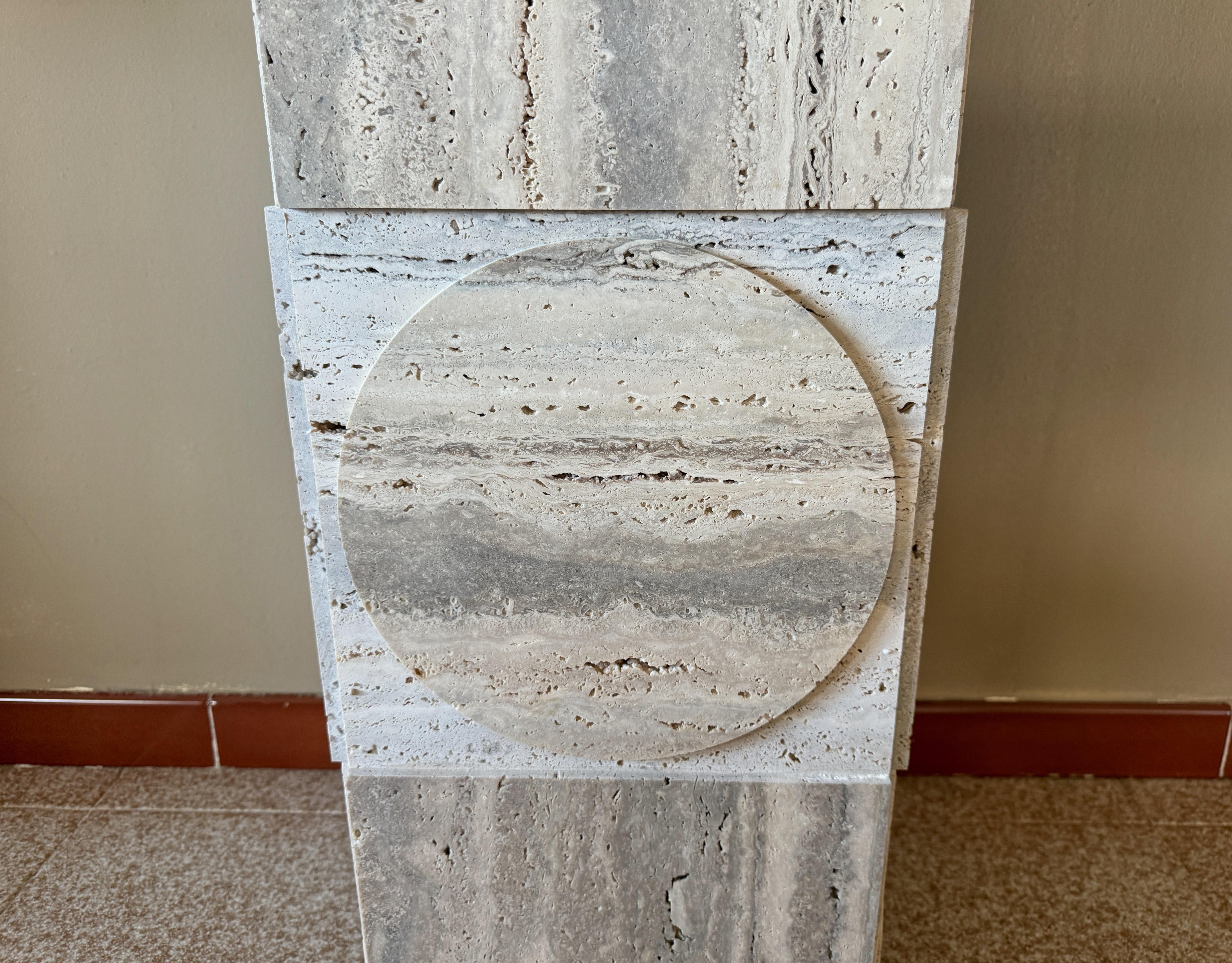 Contemporary Travertine Console Table In New Condition For Sale In London, London