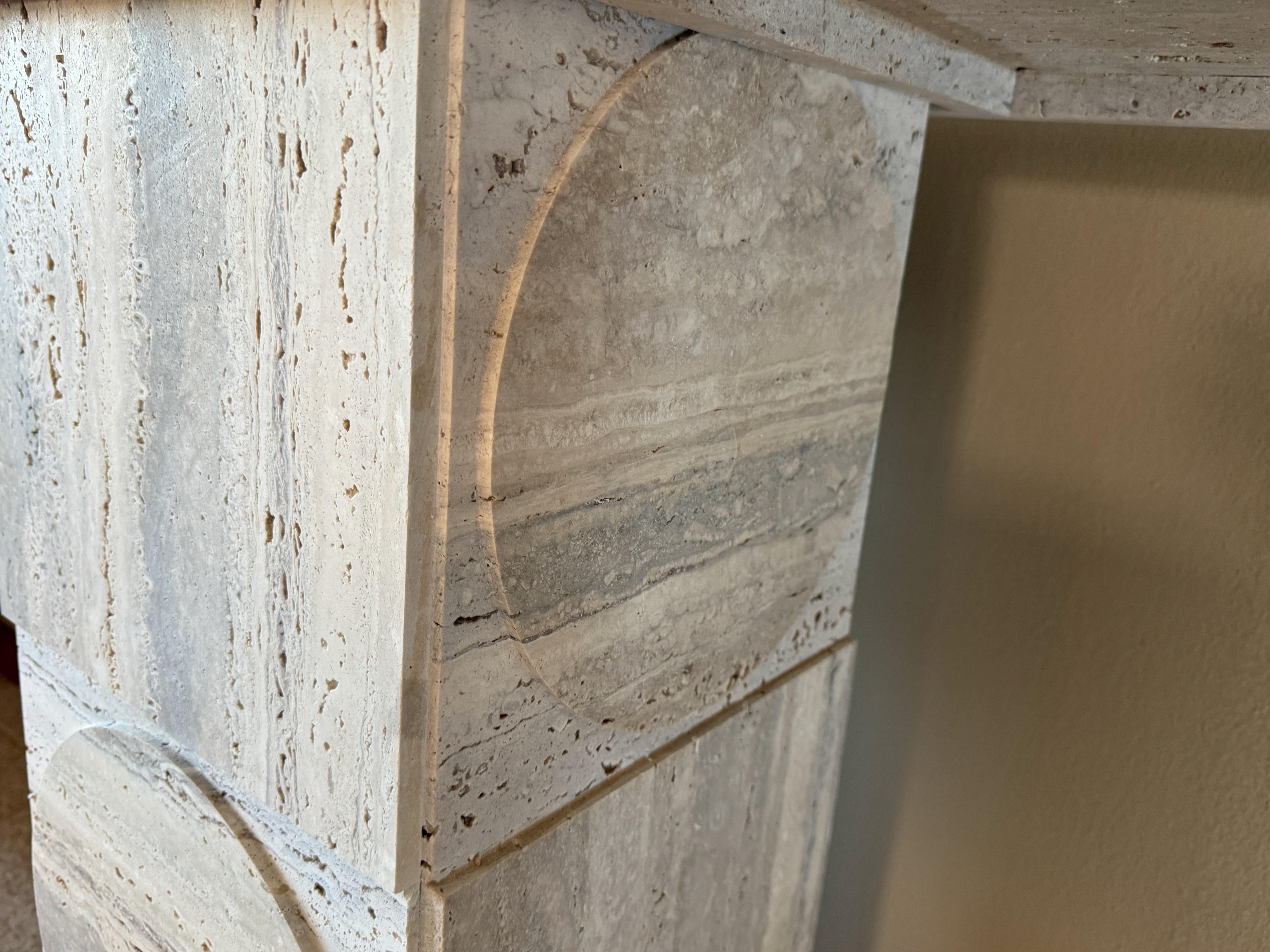 Contemporary Travertine Console Table For Sale 2