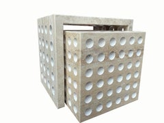Contemporary Travertine Cube Side Table, HIVE II by Paola Valle