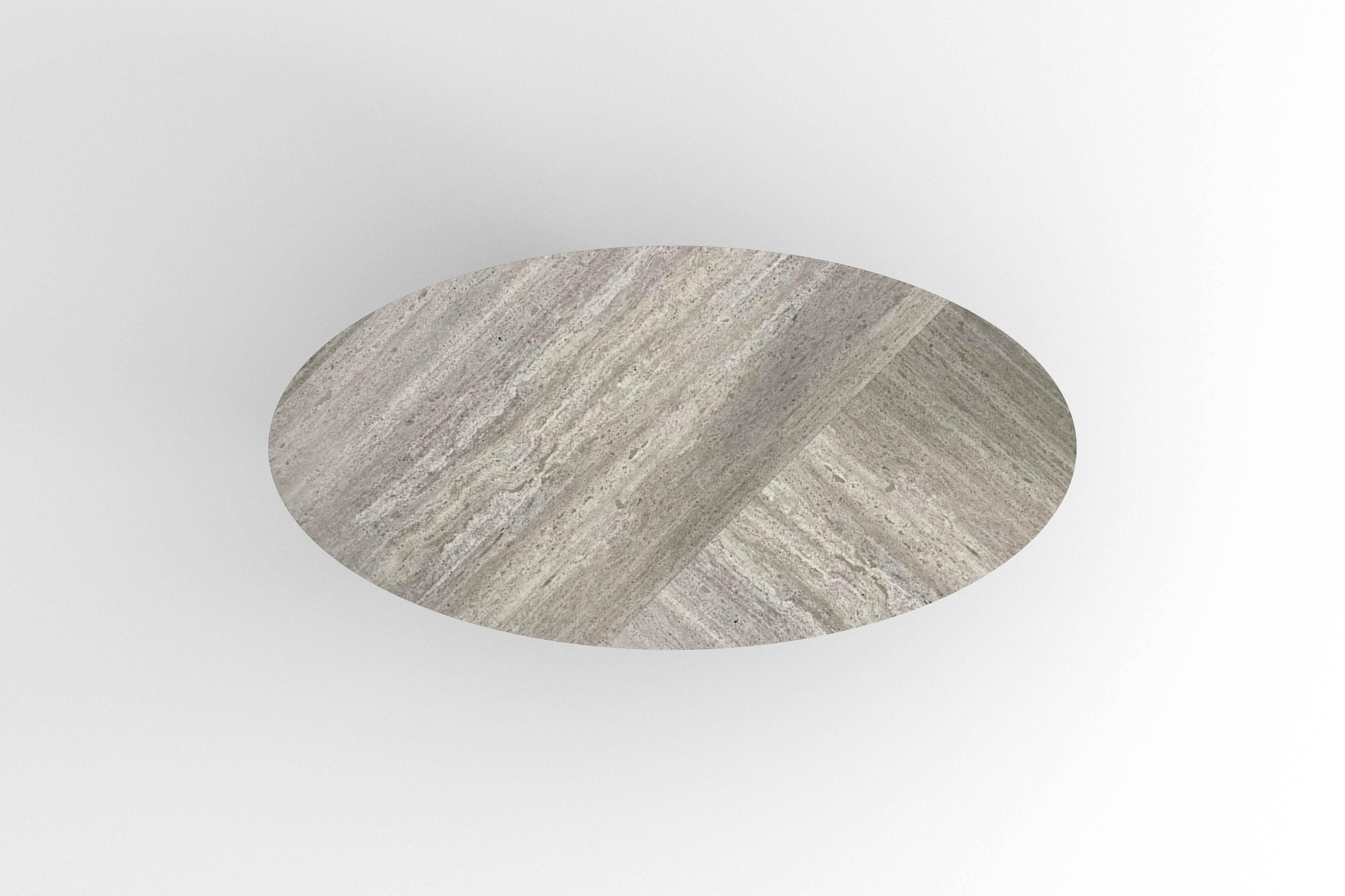 Other Contemporary oval ellipse dining table, travertine, Belgian design For Sale