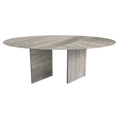 Contemporary oval ellipse dining table, travertine, Belgian design