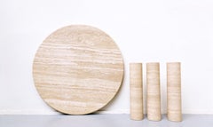 Tavolo da pranzo contemporaneo in travertino, stile Mario Bellini, Italia