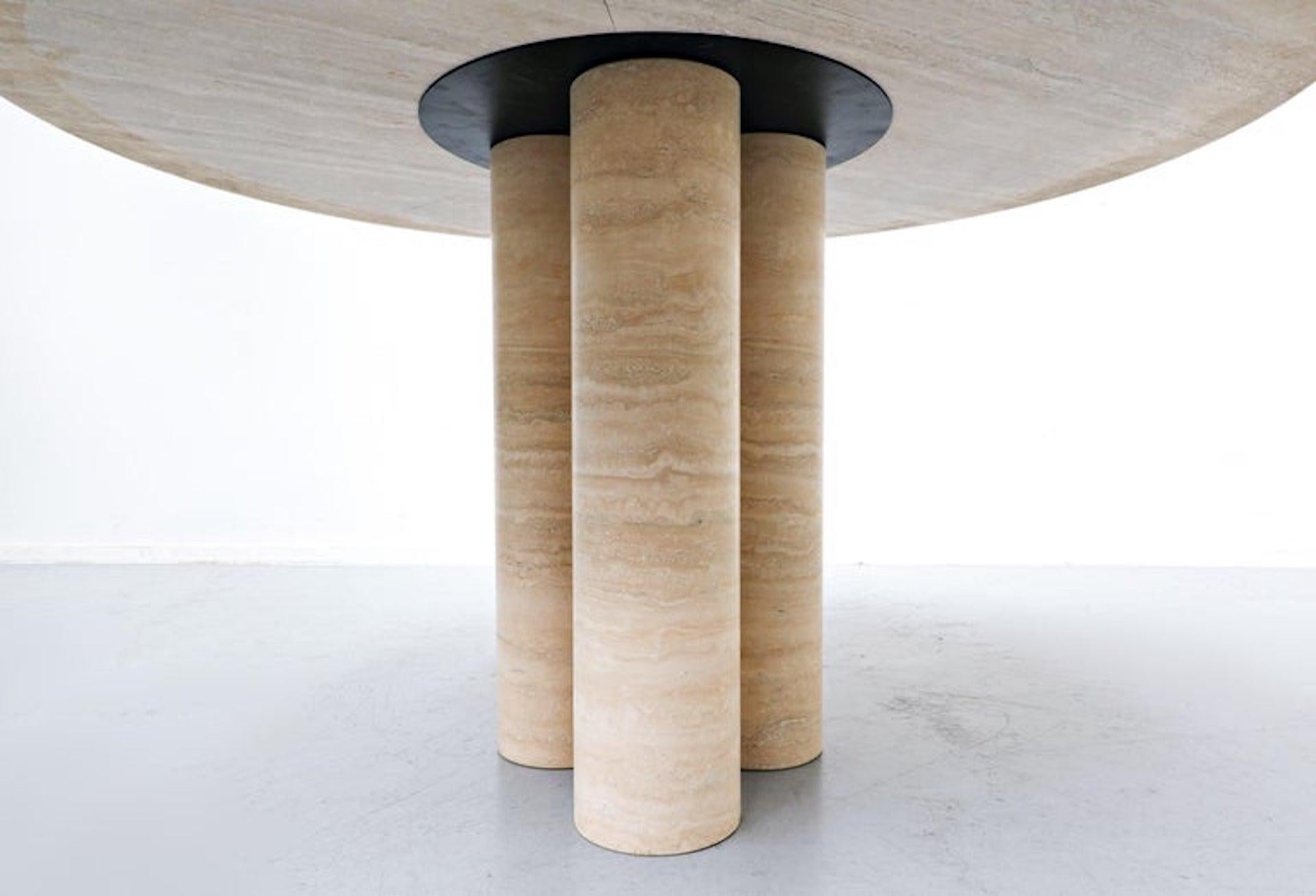 Modern Contemporary Travertine Dining Table, Mario Bellini Style, Italy