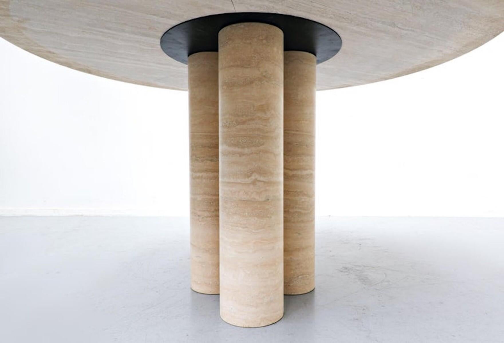 Table de salle à manger contemporaine en travertin, style Mario Bellini, Italie en vente 2