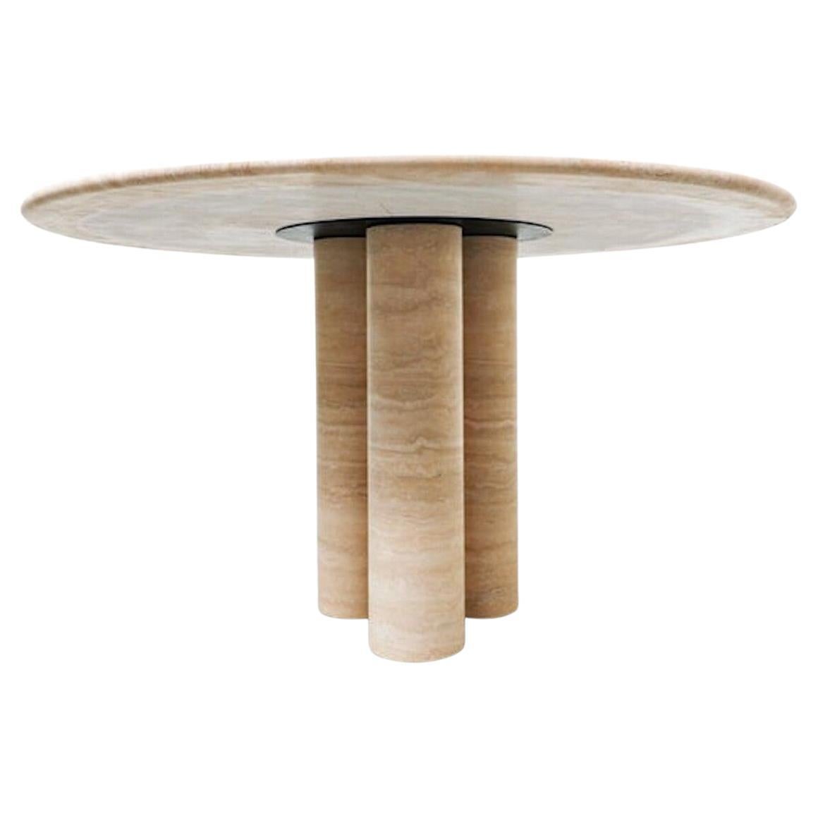 Contemporary Travertine Dining Table, Mario Bellini Style, Italy