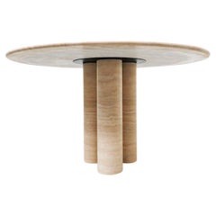 Contemporary Travertine Dining Table, Mario Bellini Style, Italy