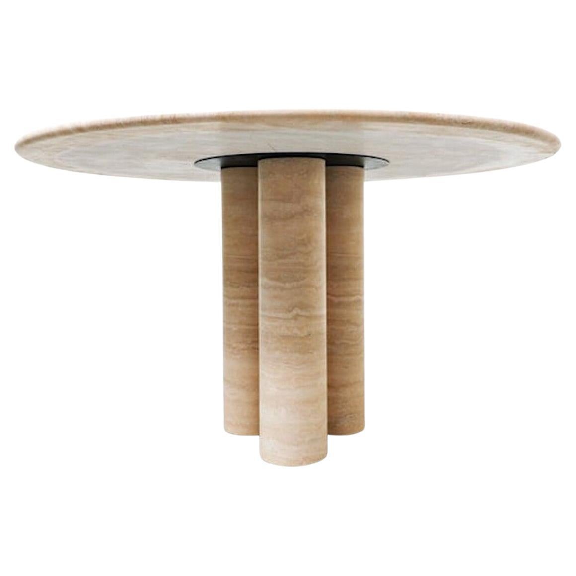 Contemporary Travertine Dining Table, Mario Bellini Style, Italy For Sale