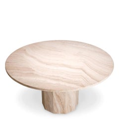 Contemporary Travertine Marble Dining Table.