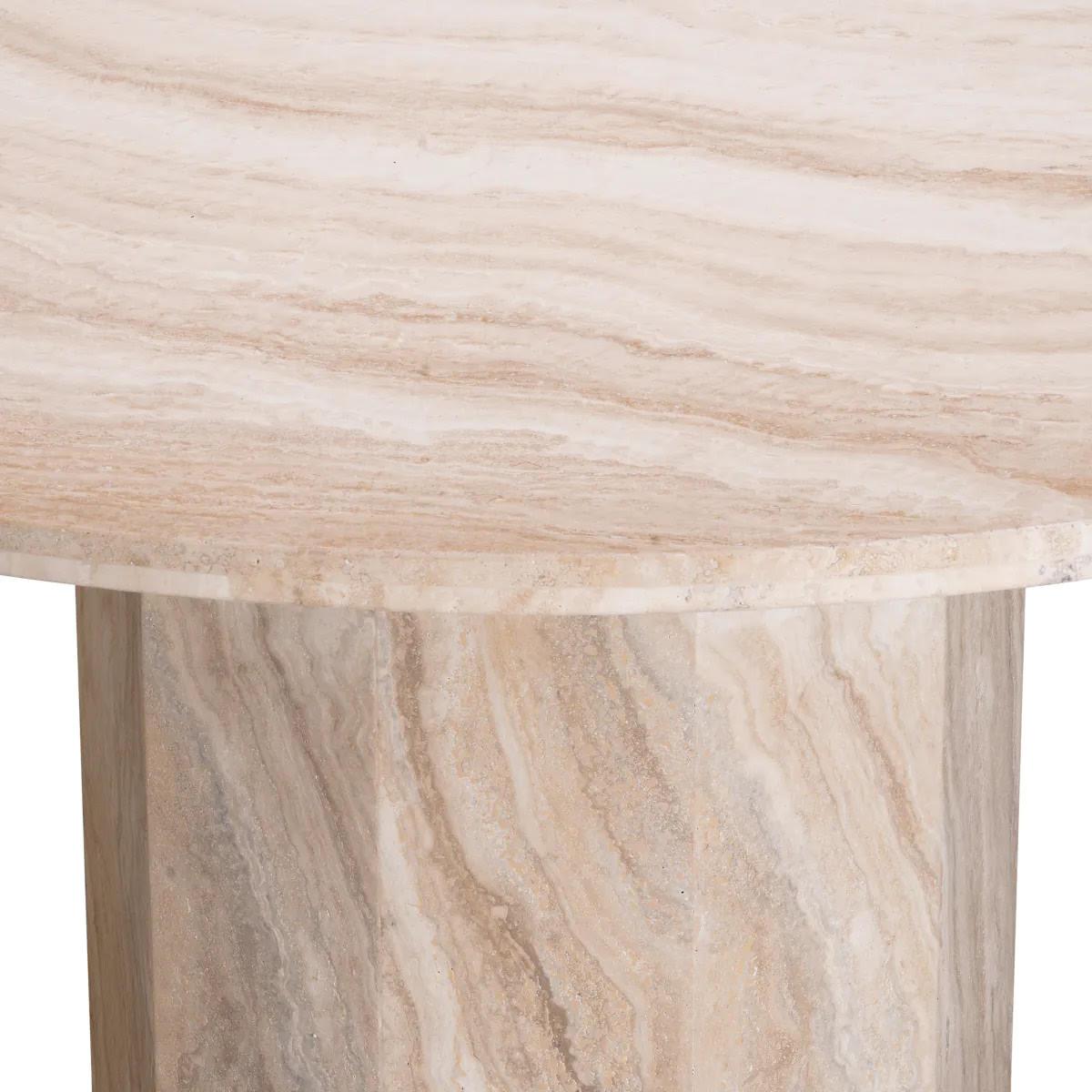 Mesa de comedor contemporánea de mármol travertino. Moderno en venta