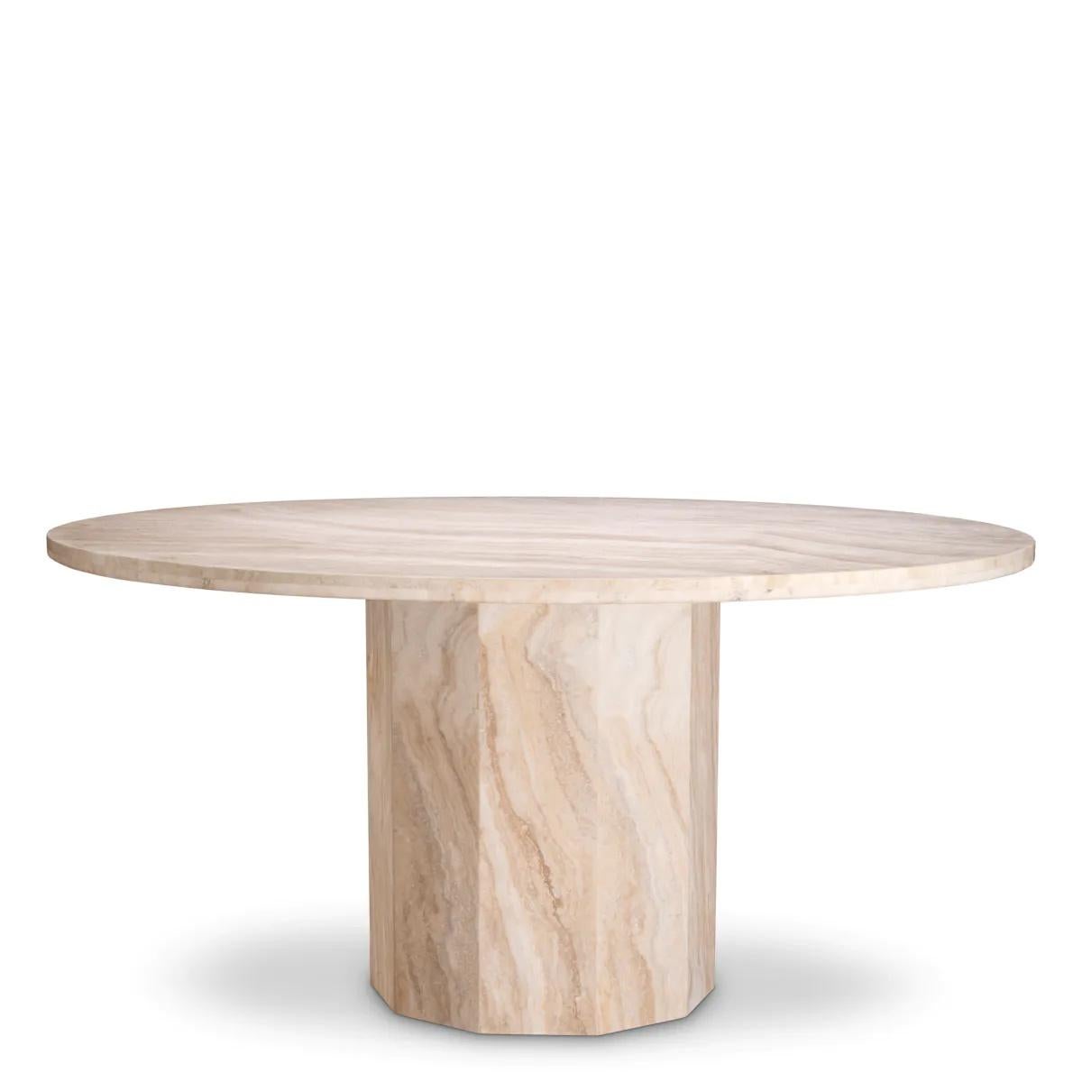 Mesa de comedor contemporánea de mármol travertino. Europeo en venta