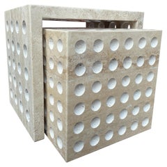 Contemporary Travertine Nesting Table, Hive I by Paola Valle