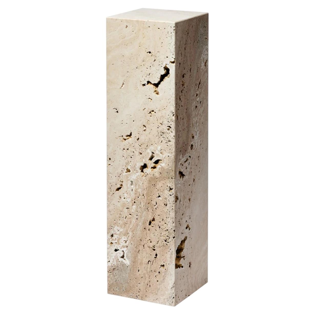 Contemporary Travertine Pedestal with Organic Natural Texture