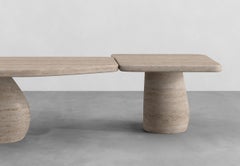 Contemporary Travertine Pigalle, 390 Dining Table by Armand & Francine