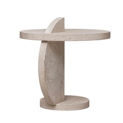 Contemporary Travertine Side Table by Alex P White